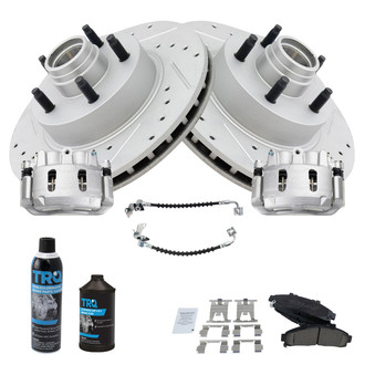 TRQ® - Performance Ceramic Front Brake Kit with Calipers and Hoses