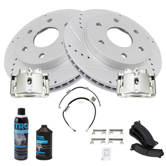 TRQ® - Performance Ceramic Front Brake Kit with Calipers and Hoses