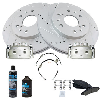 TRQ® - Performance Ceramic Front Brake Kit with Calipers and Hoses