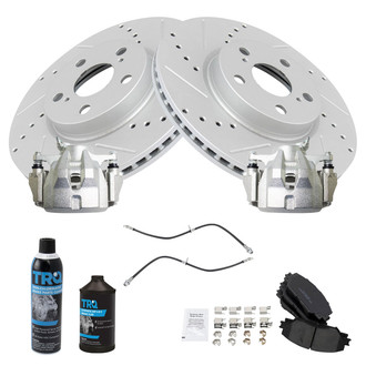 TRQ® - Performance Ceramic Front Brake Kit with Calipers and Hoses