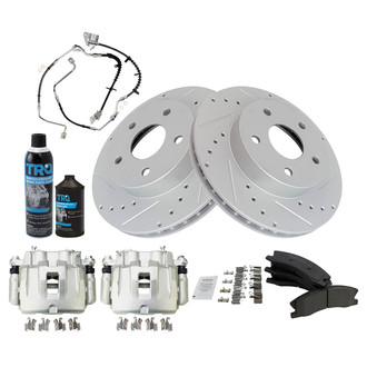 TRQ® - Performance Ceramic Front Brake Kit with Calipers and Hoses