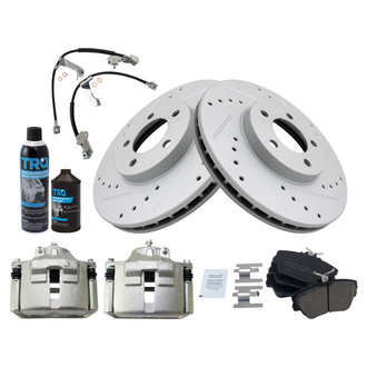 TRQ® - Performance Ceramic Front Brake Kit with Calipers and Hoses