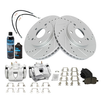 TRQ® - Performance Ceramic Front Brake Kit with Calipers and Hoses