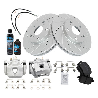 TRQ® - Performance Semi-Metallic Front Brake Kit with Calipers and Hoses