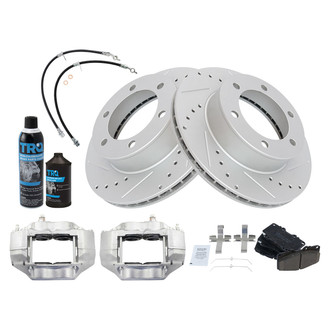 TRQ® - Performance Ceramic Front Brake Kit with Calipers and Hoses