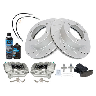 TRQ® - Performance Ceramic Front Brake Kit with Calipers and Hoses