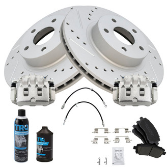 TRQ® - Performance Ceramic Front Brake Kit with Calipers and Hoses