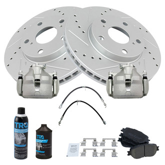 TRQ® - Performance Ceramic Front Brake Kit with Calipers and Hoses