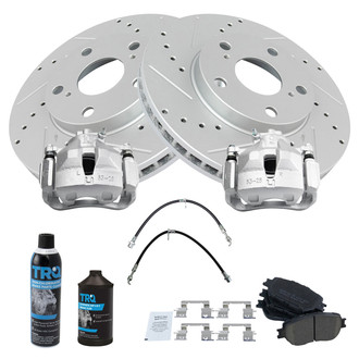 TRQ® - Performance Ceramic Front Brake Kit with Calipers and Hoses