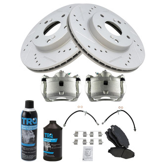 TRQ® - Performance Ceramic Front Brake Kit with Calipers and Hoses