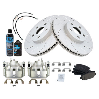 TRQ® - Performance Ceramic Front Brake Kit with Calipers and Hoses