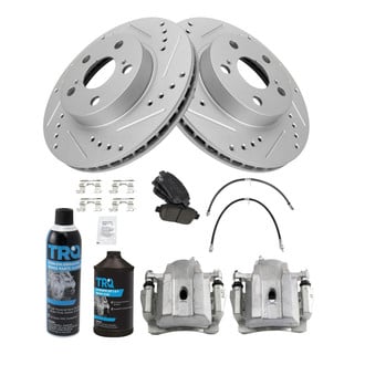 TRQ® - Performance Ceramic Front Brake Kit with Calipers and Hoses
