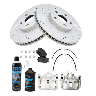 TRQ® - Performance Semi-Metallic Front Brake Kit with Calipers and Hoses