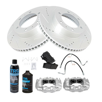 TRQ® - Performance Semi-Metallic Front Brake Kit with Calipers and Hoses