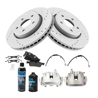 TRQ® - Performance Ceramic Front Brake Kit with Calipers and Hoses
