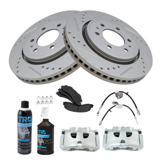 TRQ® - Performance Semi-Metallic Front Brake Kit with Calipers and Hoses