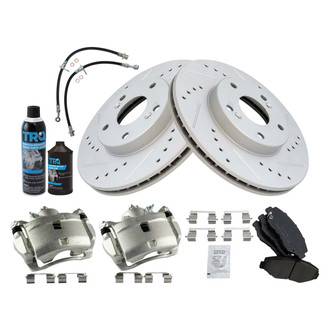 TRQ® - Performance Ceramic Front Brake Kit with Calipers and Hoses