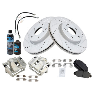 TRQ® - Performance Ceramic Front Brake Kit with Calipers and Hoses