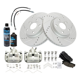 TRQ® - Performance Ceramic Front Brake Kit with Calipers and Hoses