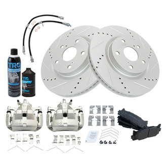 TRQ® - Performance Semi-Metallic Front Brake Kit with Calipers and Hoses
