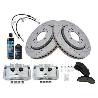 TRQ® - Performance Ceramic Front Brake Kit with Calipers and Hoses