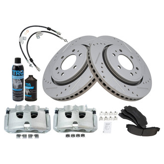 TRQ® - Performance Semi-Metallic Front Brake Kit with Calipers and Hoses