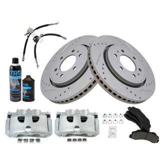TRQ® - Performance Ceramic Front Brake Kit with Calipers and Hoses