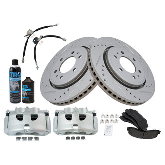 TRQ® - Performance Semi-Metallic Front Brake Kit with Calipers and Hoses