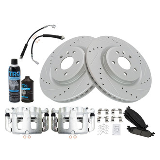 TRQ® - Performance Ceramic Front Brake Kit with Calipers and Hoses