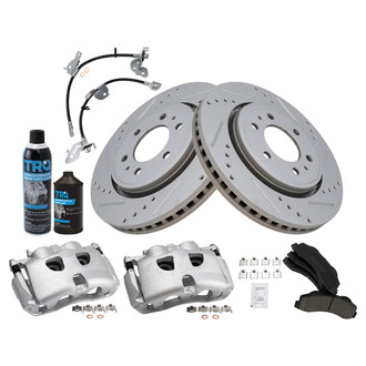 TRQ® - Performance Ceramic Front Brake Kit with Calipers and Hoses
