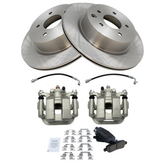 TRQ® - Performance Ceramic Rear Brake Kit with Calipers and Hoses