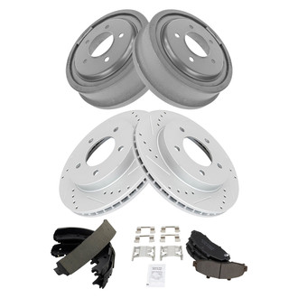 TRQ® - Performance Semi-Metallic Front and Rear Brake Kit with Drum and Shoes