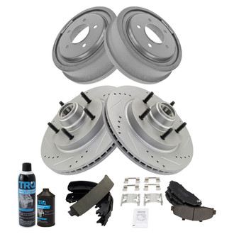 TRQ® - Performance Semi-Metallic Front and Rear Brake Kit with Drum and Shoes
