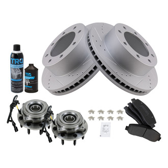 TRQ® - Performance Semi-Metallic Front Brake Kit with Hub Assemblies