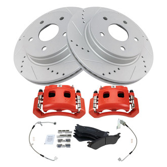 TRQ® - Performance Semi-Metallic Front Brake Kit with Calipers and Hoses