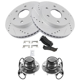 TRQ® - Performance Semi-Metallic Front Brake Kit with Hub Assemblies