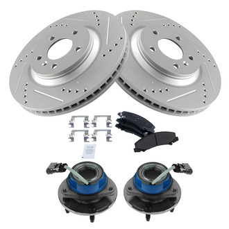 TRQ® - Performance Semi-Metallic Front Brake Kit with Hub Assemblies