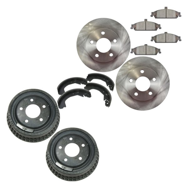 TRQ® - Front and Rear Disc and Drum Brake Kit with Ceramic Pads