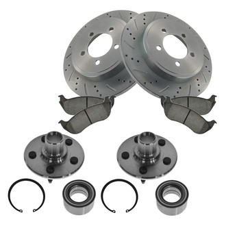 TRQ® - Performance Ceramic Rear Brake Kit with Hub Assemblies