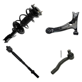 TRQ® - Front Passenger Side Shock Absorber with Control Arm and Tie Rod End Kit
