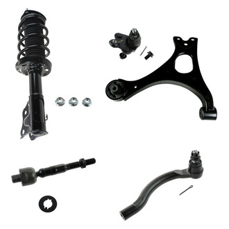 TRQ® - Front Passenger Side Complete Strut Assembly with Control Arm and Tie Rod End Kit