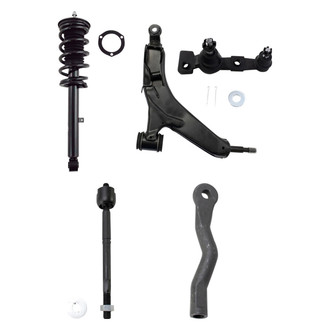 TRQ® - Front Passenger Side Complete Strut Assembly with Control Arm and Tie Rod End Kit