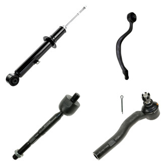 TRQ® - Front Passenger Side Shock Absorber with Control Arm and Tie Rod End Kit