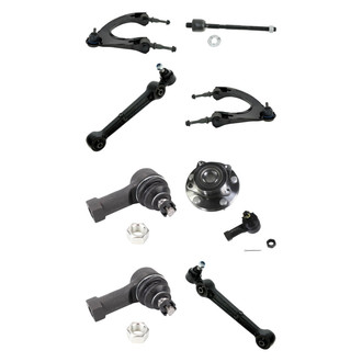 TRQ® - Front Lower and Upper Control Arm with Ball Joint and Tie Rod End Kit