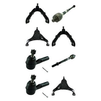TRQ® - Front Lower and Upper Control Arm with Ball Joint and Tie Rod End Kit