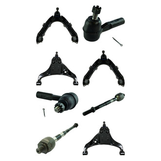 TRQ® - Front Lower and Upper Control Arm with Ball Joint and Tie Rod End Kit