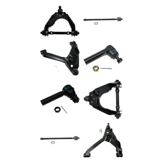 TRQ® - Front Lower and Upper Control Arm with Ball Joint and Tie Rod End Kit