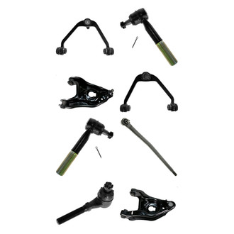TRQ® - Front Lower and Upper Control Arm with Ball Joint and Tie Rod End Kit