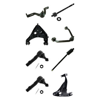 TRQ® - Front Lower and Upper Control Arm with Ball Joint and Tie Rod End Kit