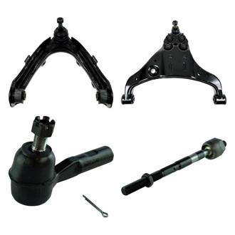 TRQ® - Front Driver Side Lower and Upper Control Arm with Ball Joint and Tie Rod End Kit